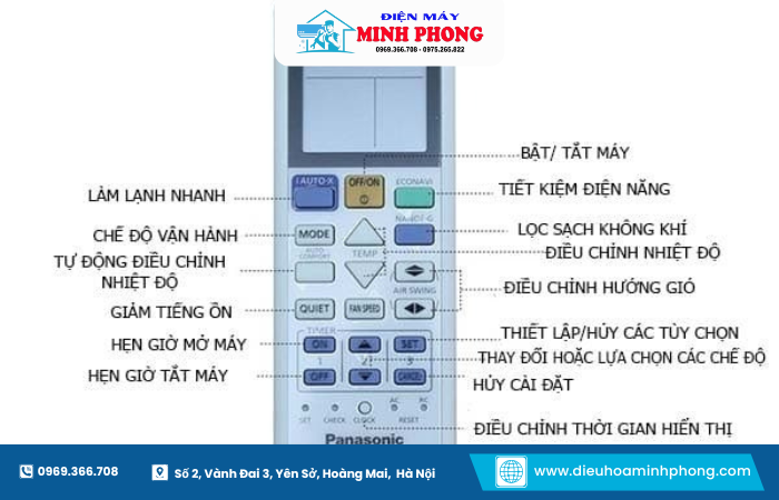 điều khiển điều hòa Panasonic