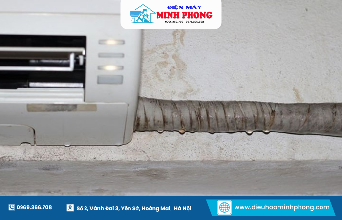 Thi công lắp đặt không đúng kỹ thuật khiến điều hòa bị dò nước