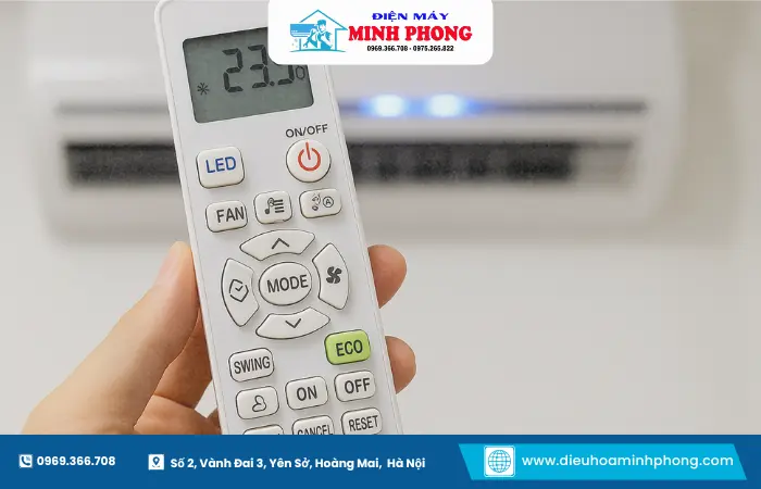 Remote điều hòa Fujiaire với các nút chức năng cơ bản dễ thao tác