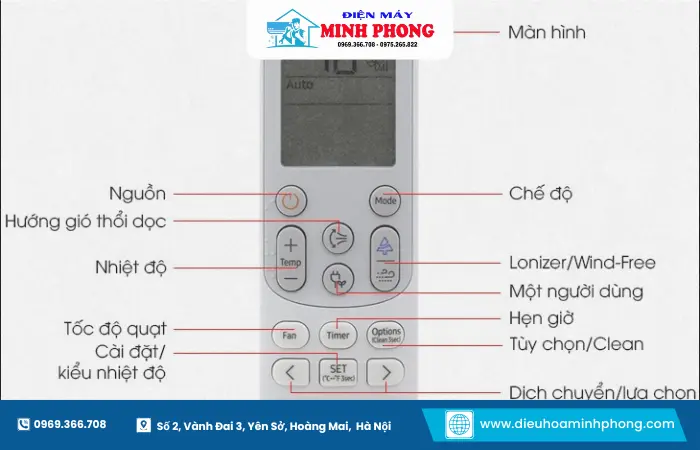 Nhấn giữ nút SET để dò mã điều hòa phù hợp với remote K 1028E